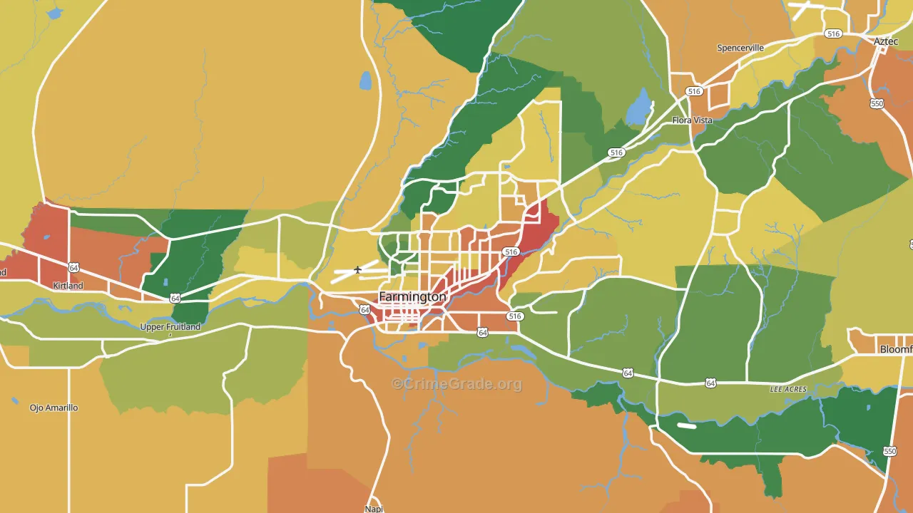 Farmington, NM Map of Theft Rates