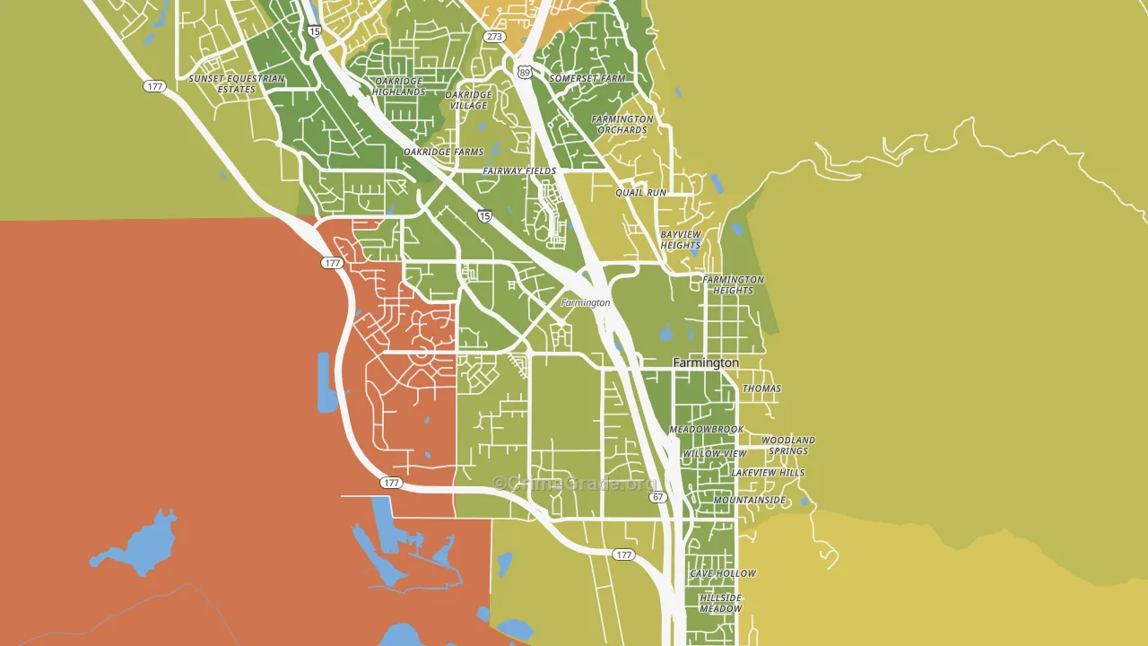 Farmington, UT Map of Theft Rates