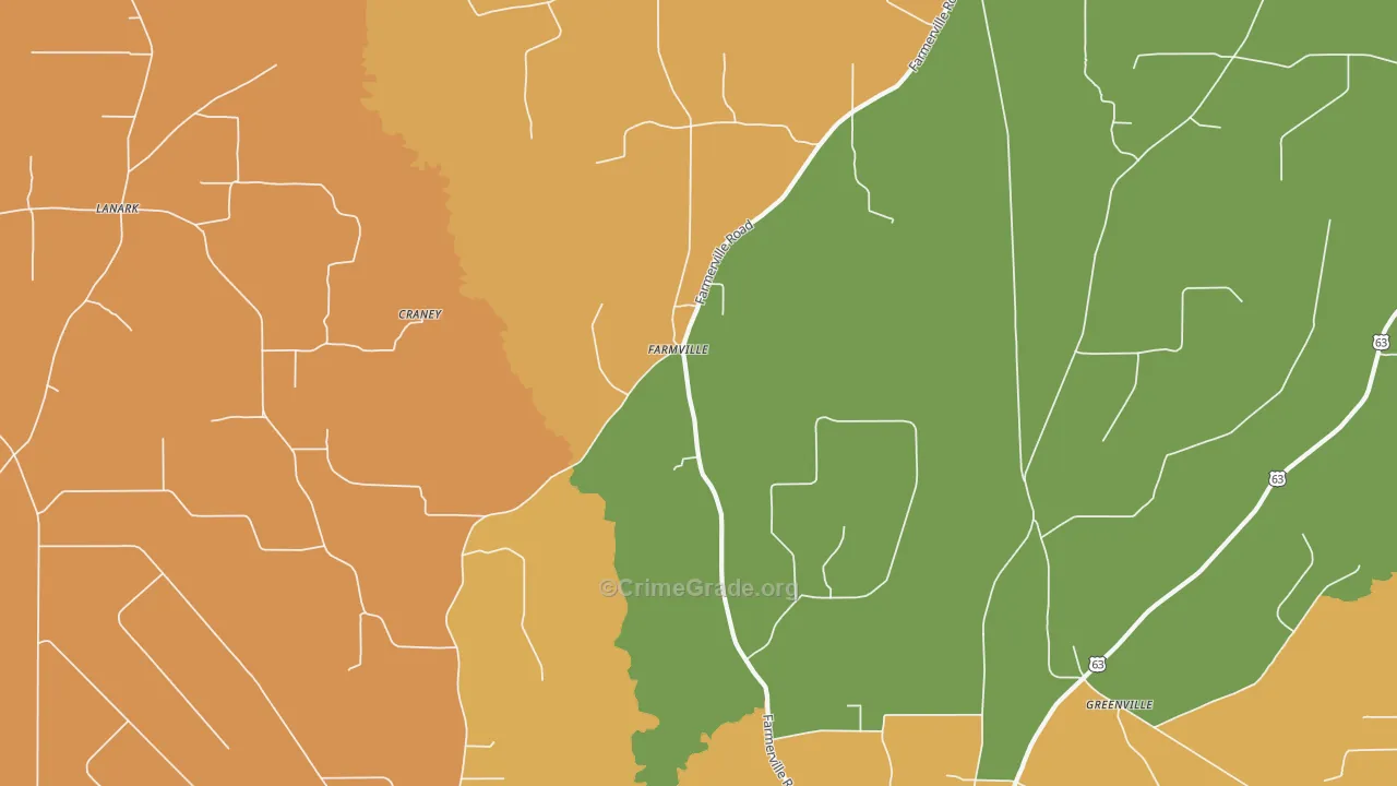 Farmville, AR Map of Theft Rates