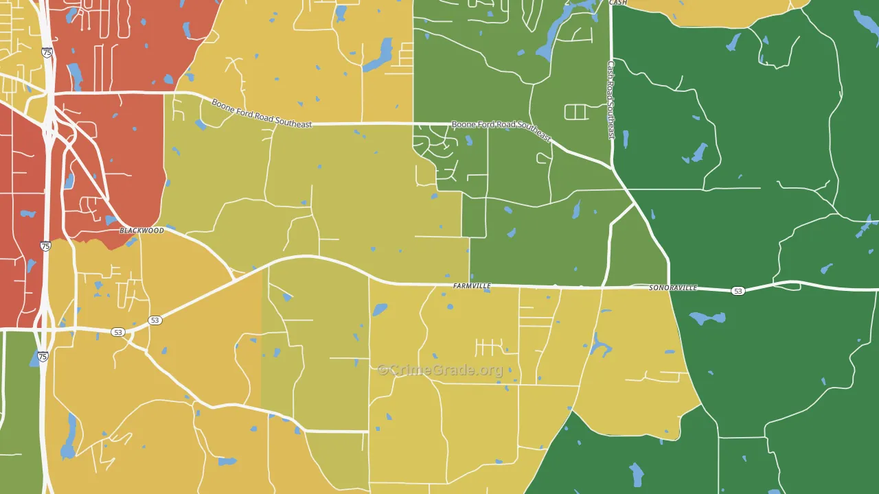 Farmville, GA Map of Theft Rates