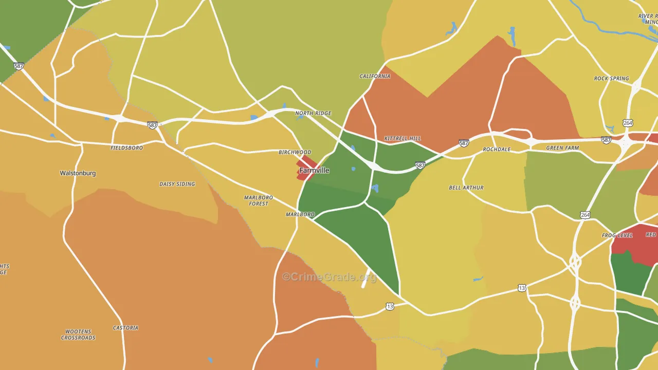 Farmville, NC Map of Theft Rates
