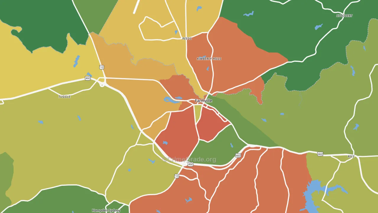 Farmville, VA Map of Theft Rates