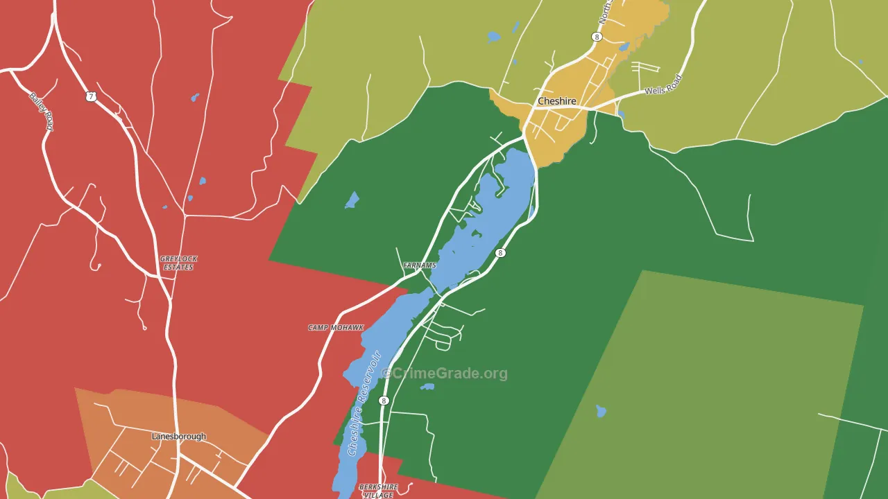 Farnams, MA Map of Theft Rates