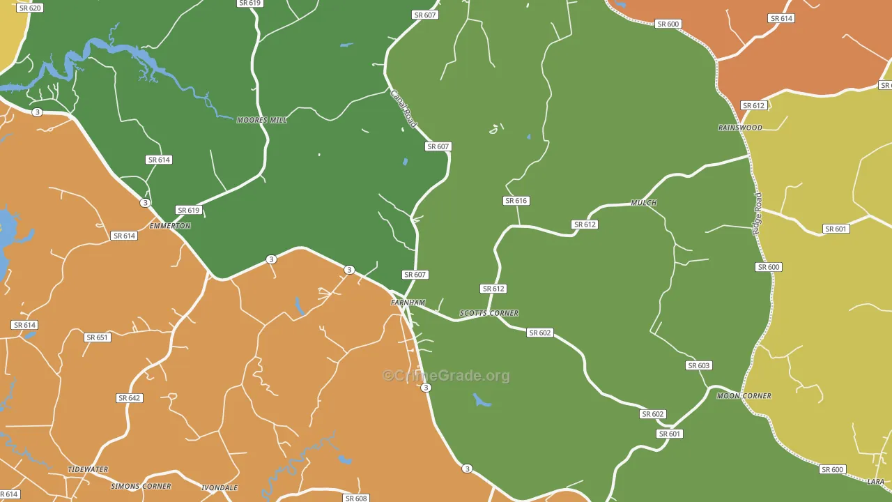 Farnham, VA Map of Theft Rates