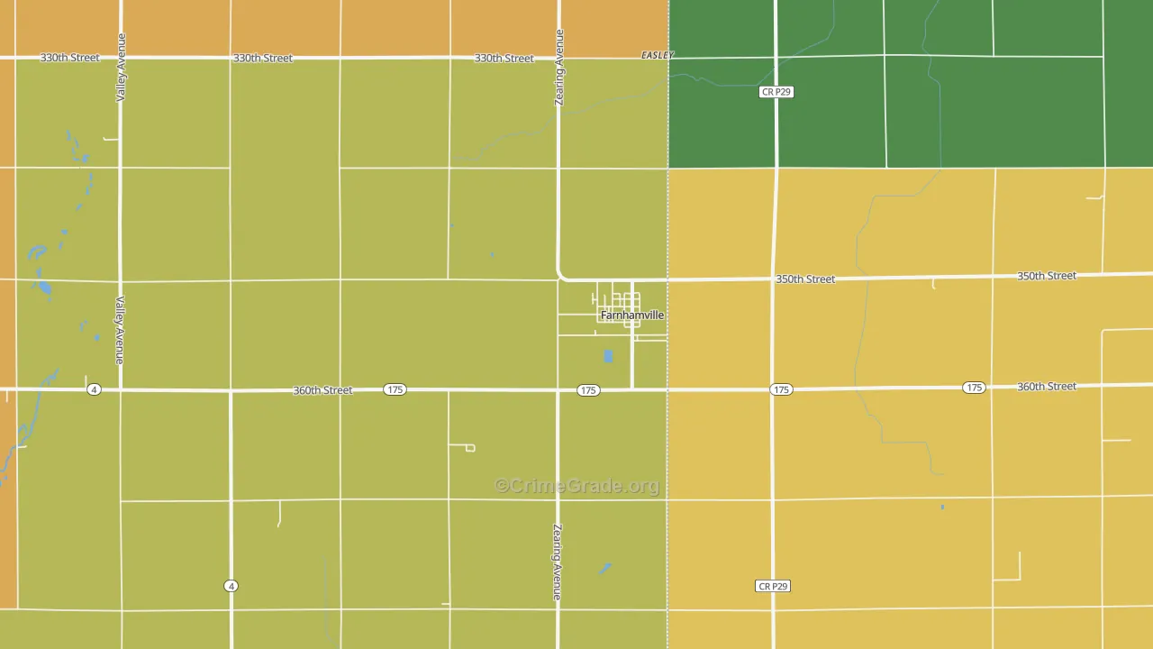 Farnhamville, IA Map of Theft Rates