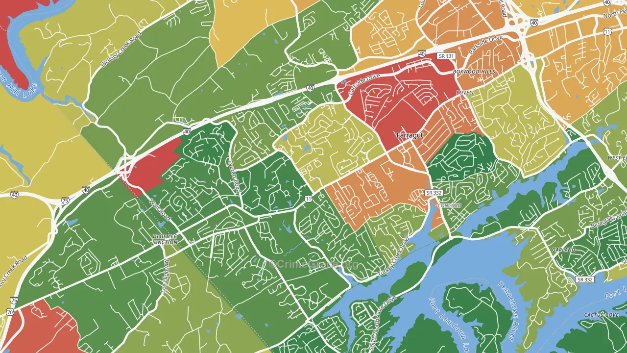 Farragut, TN Map of Theft Rates