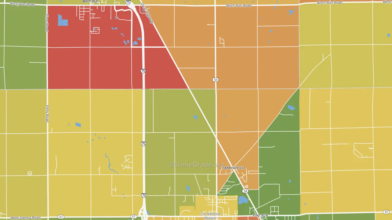Farrandville, MI Map of Theft Rates