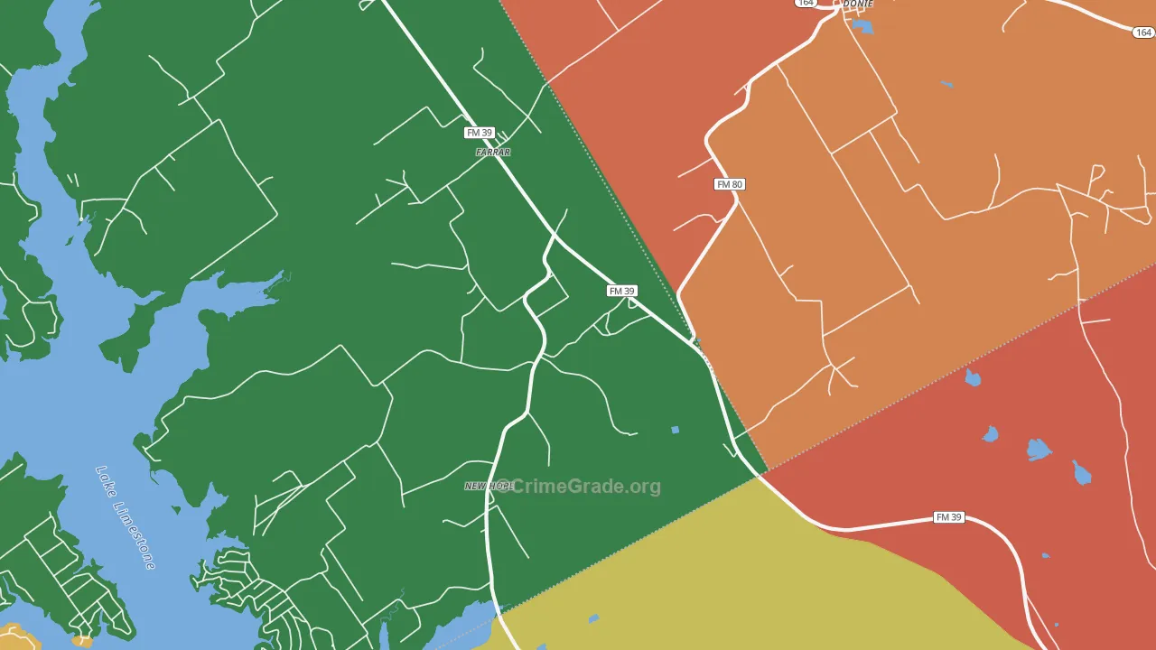 Farrar, TX Map of Theft Rates
