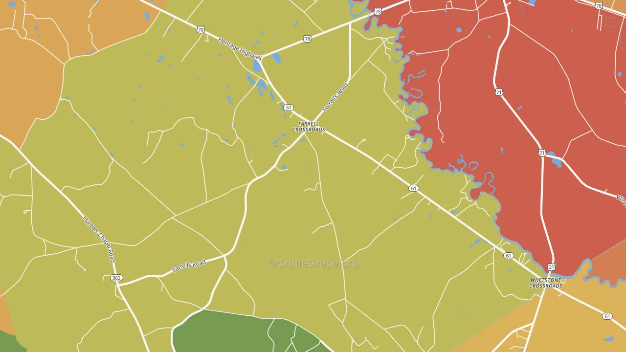 Farrell Crossroads, SC Map of Theft Rates