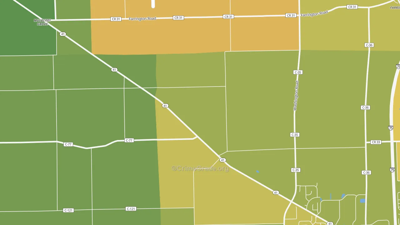 Farrington, OH Map of Theft Rates