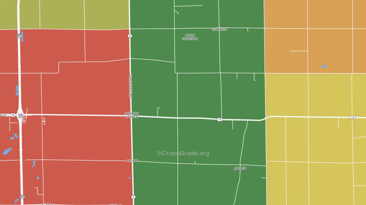 Farrville, IN Map of Theft Rates