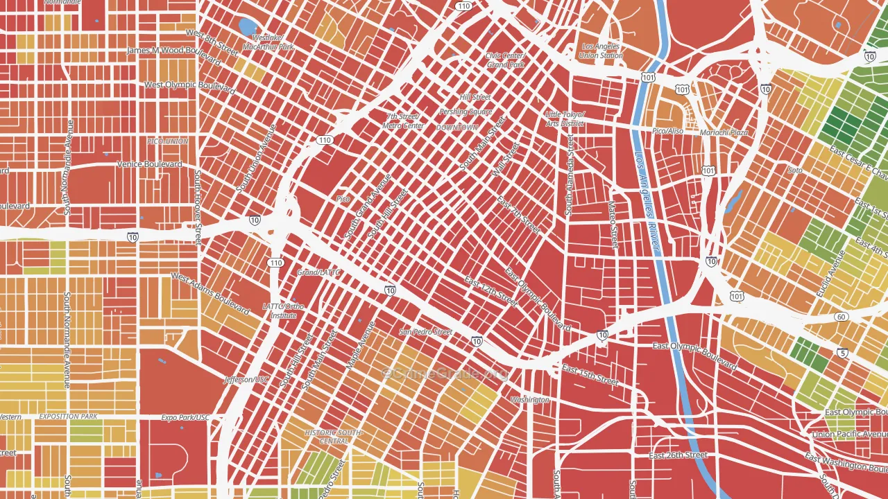Fashion District, Los Angeles, CA Map of Theft Rates