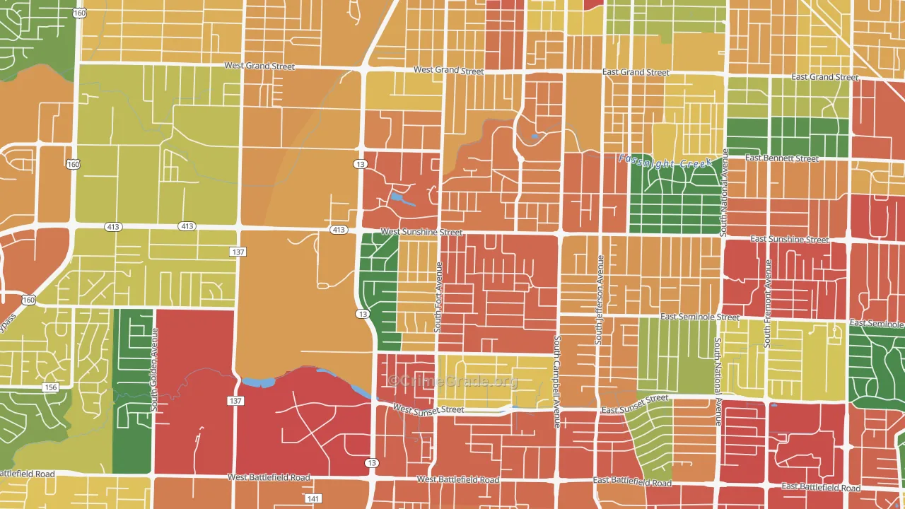 Fassnight, Springfield, MO Map of Theft Rates