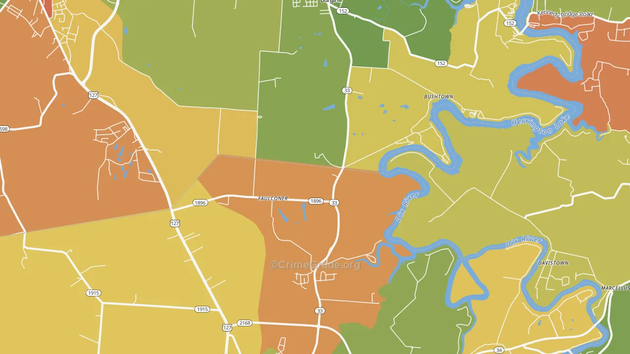 Faulconer, KY Map of Theft Rates