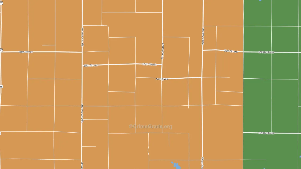 Faulkner, IA Map of Theft Rates