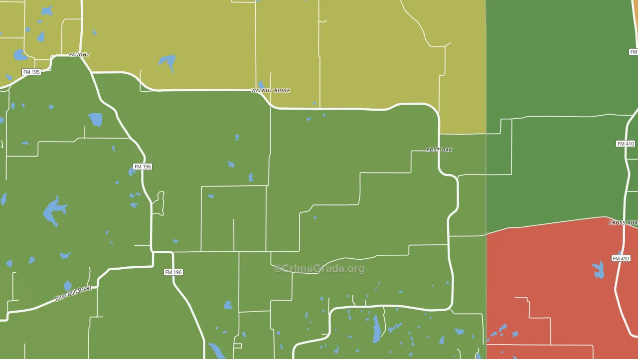 Faulkner, TX Map of Theft Rates