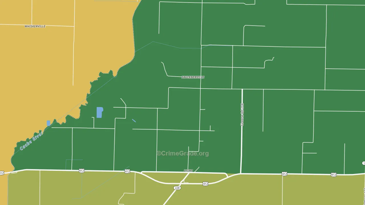 Faulknerville, AR Map of Theft Rates