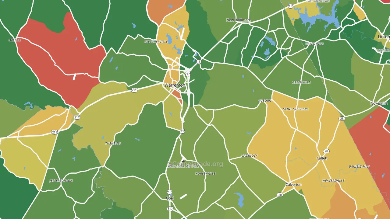 Fauquier County, VA Map of Theft Rates