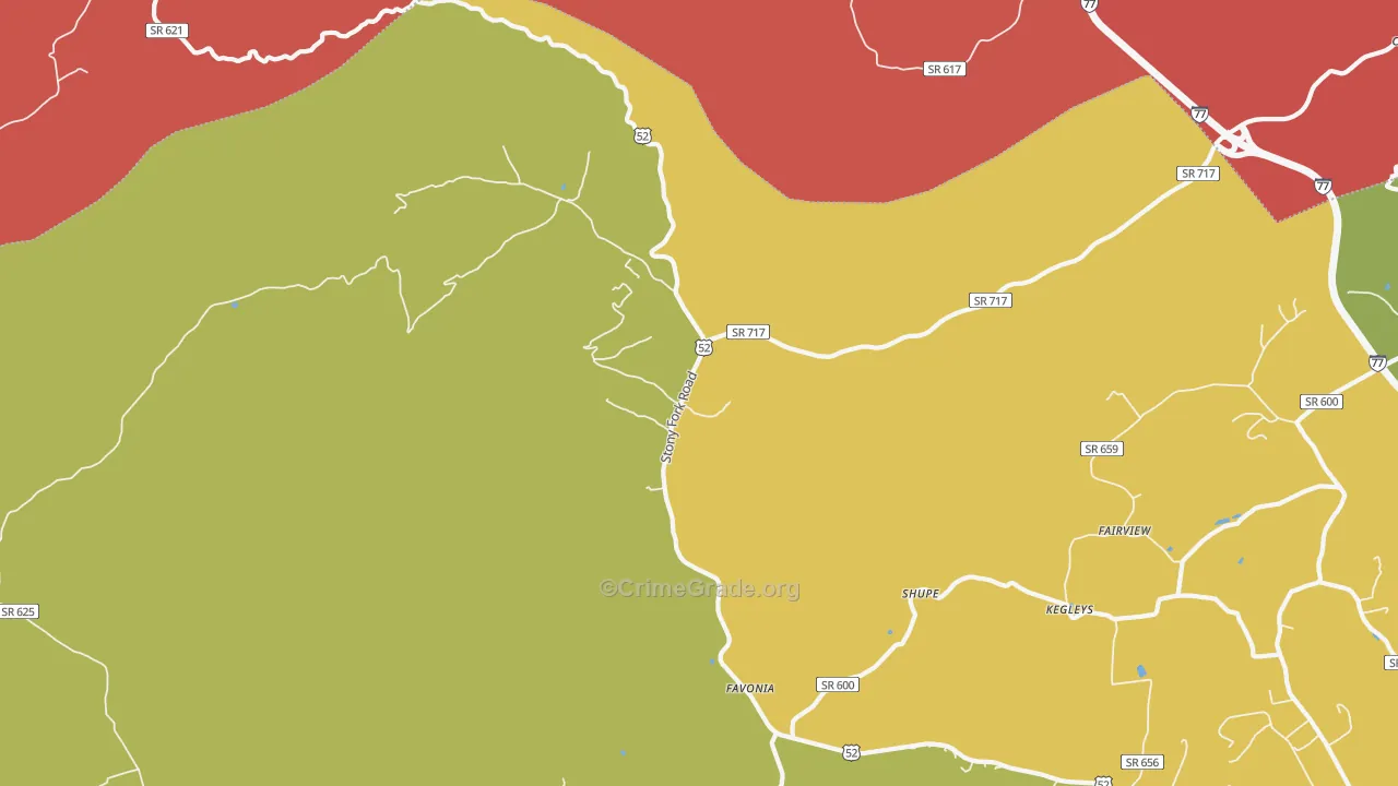Favonia, VA Map of Theft Rates