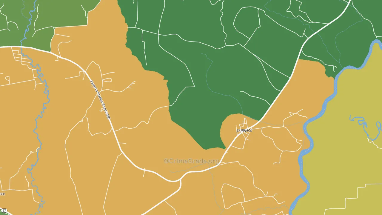 Fawil, TX Map of Theft Rates