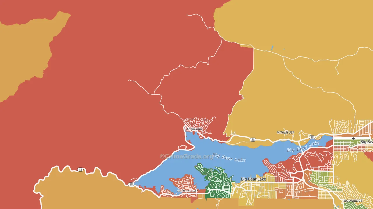 Fawnskin, CA Map of Theft Rates