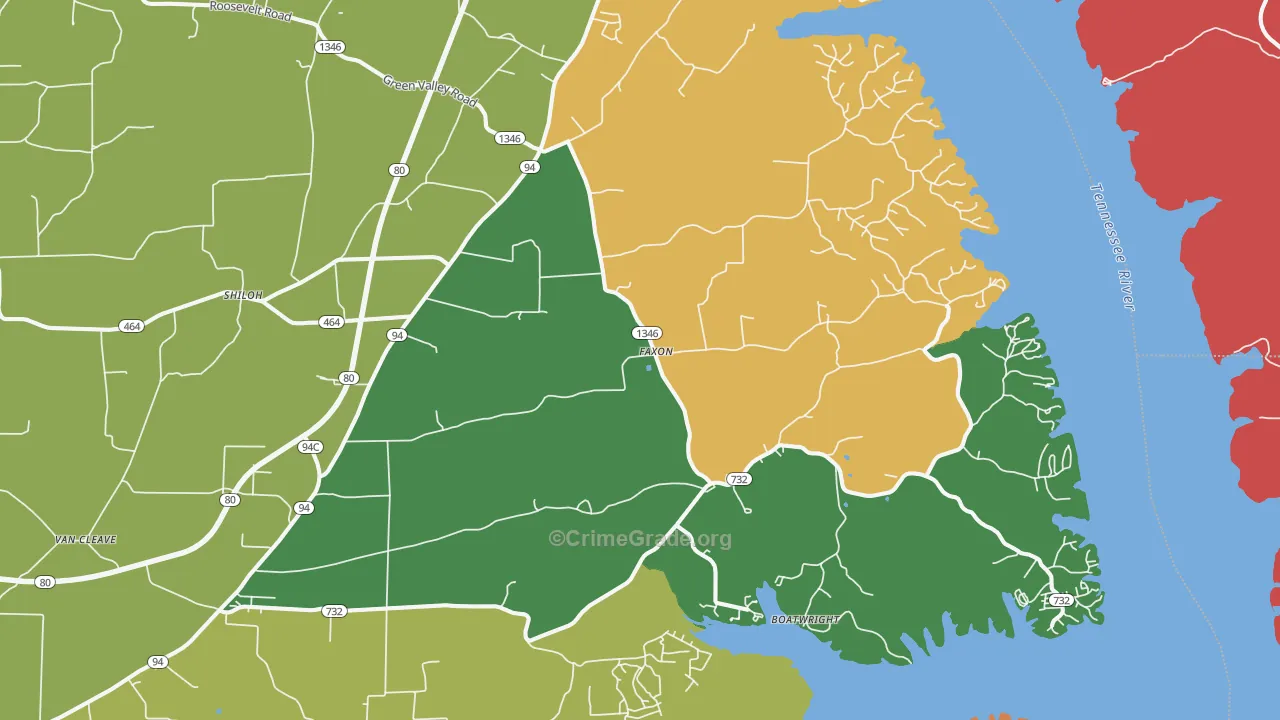 Faxon, KY Map of Theft Rates