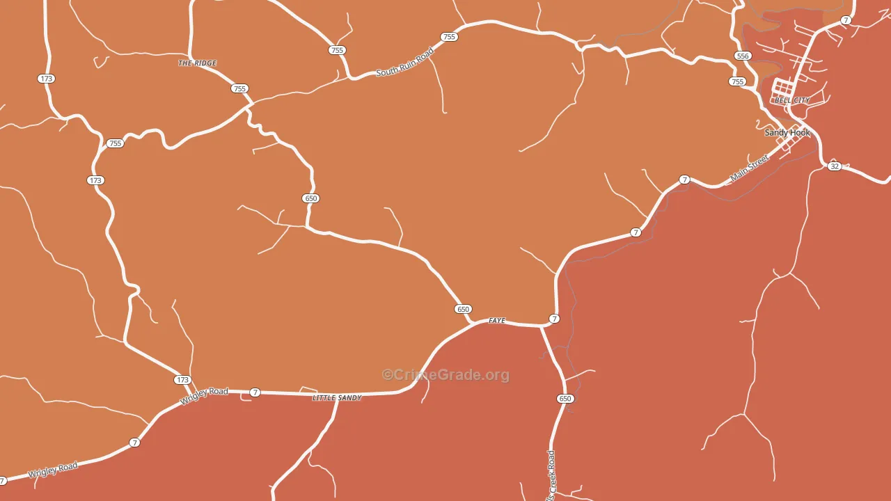 Faye, KY Map of Theft Rates