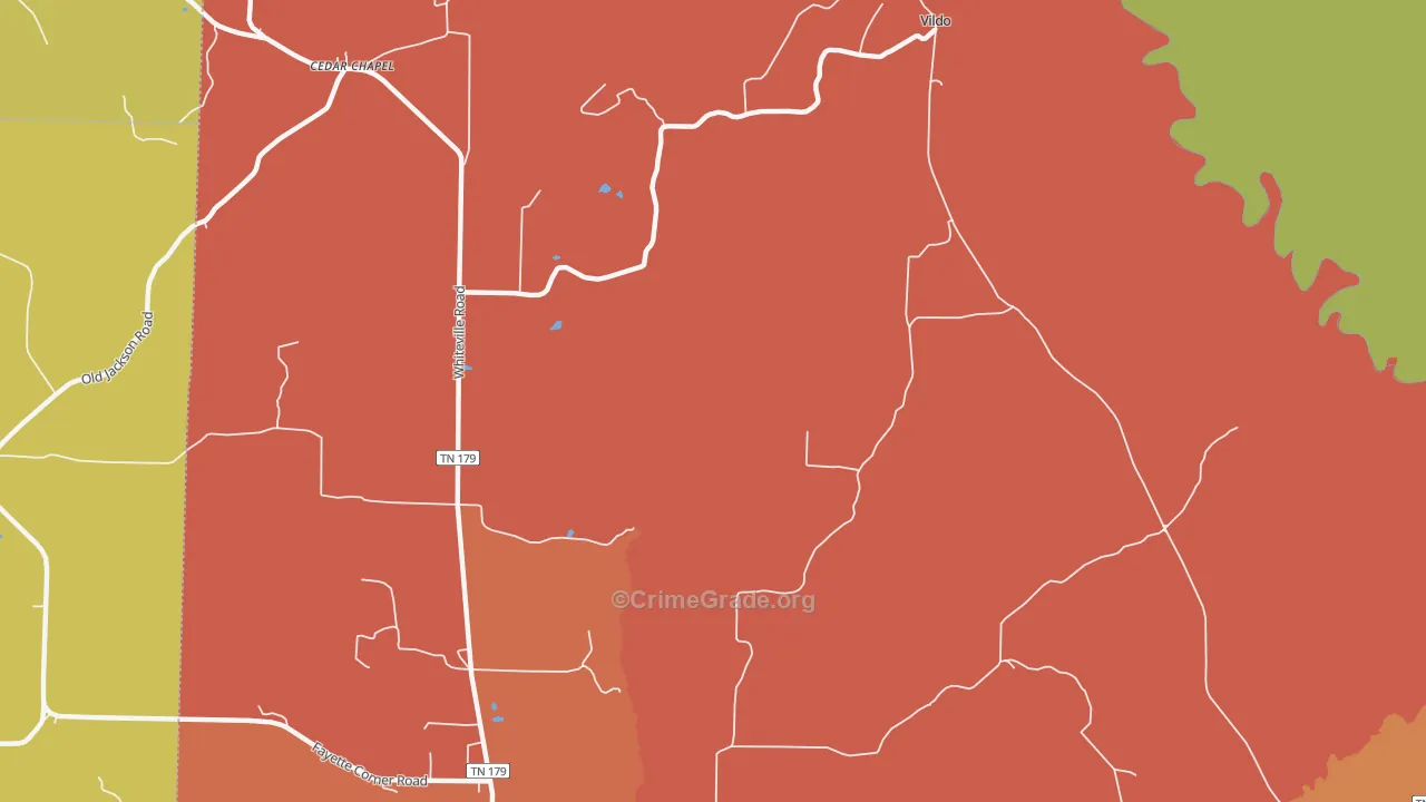 Fayette Corners, TN Map of Theft Rates