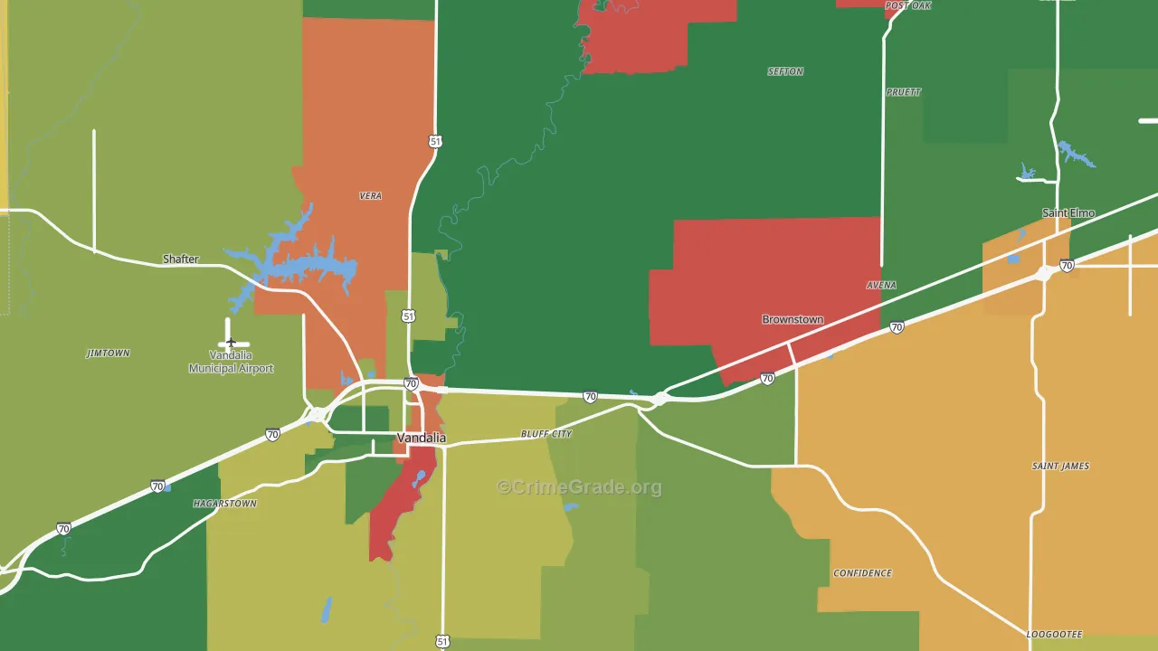 Fayette County, IL Map of Theft Rates
