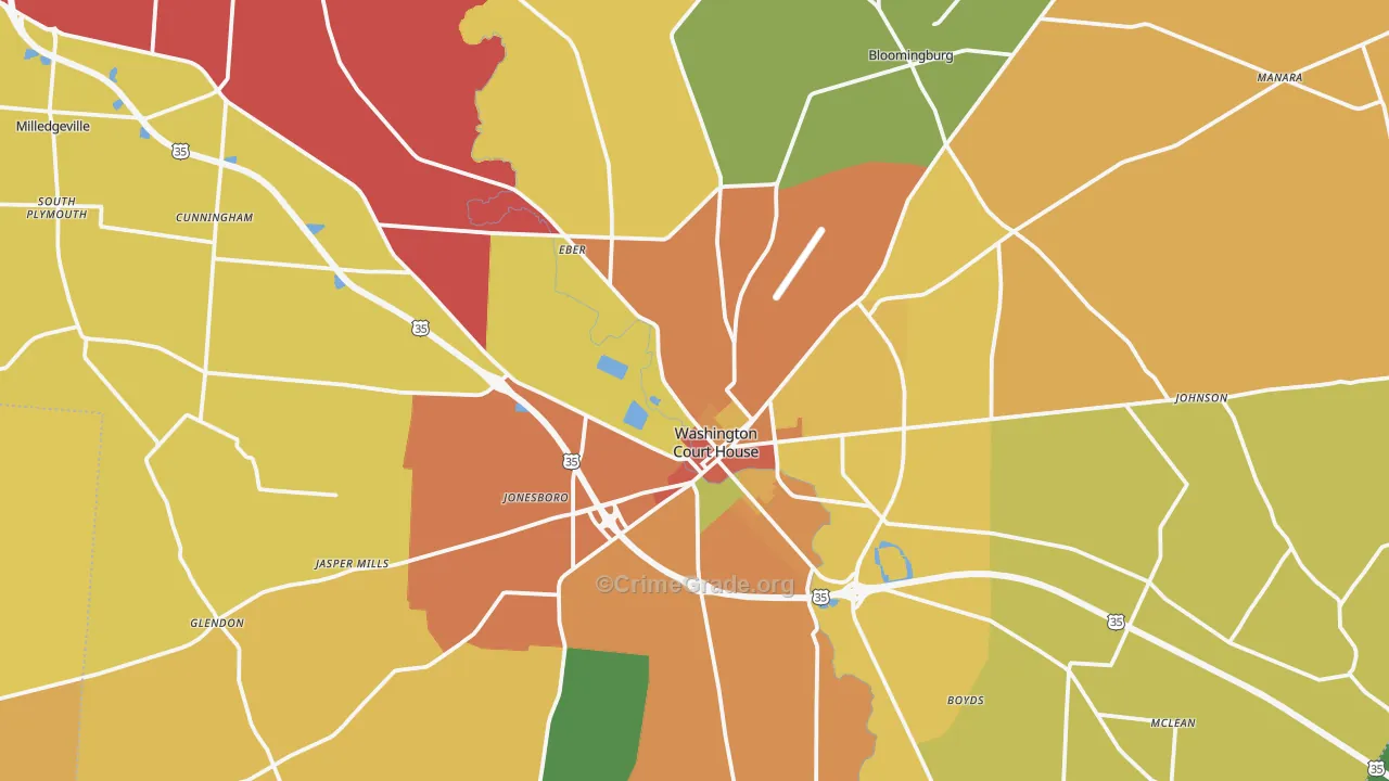 Fayette County, OH Map of Theft Rates