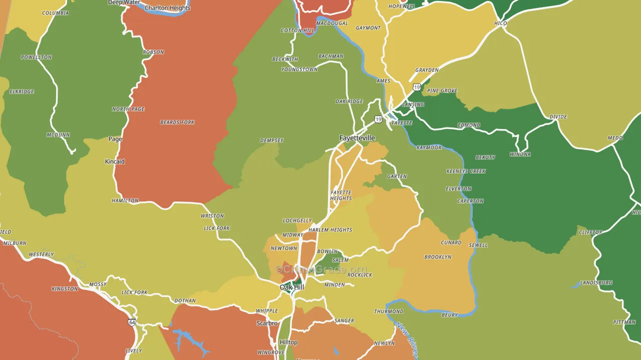 Fayette County, WV Map of Theft Rates