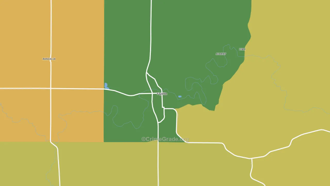 Fayette, IA Map of Theft Rates