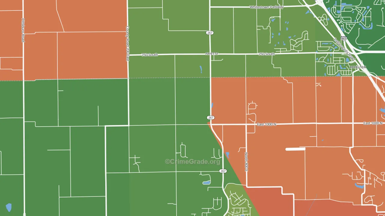 Fayette, IN Map of Theft Rates