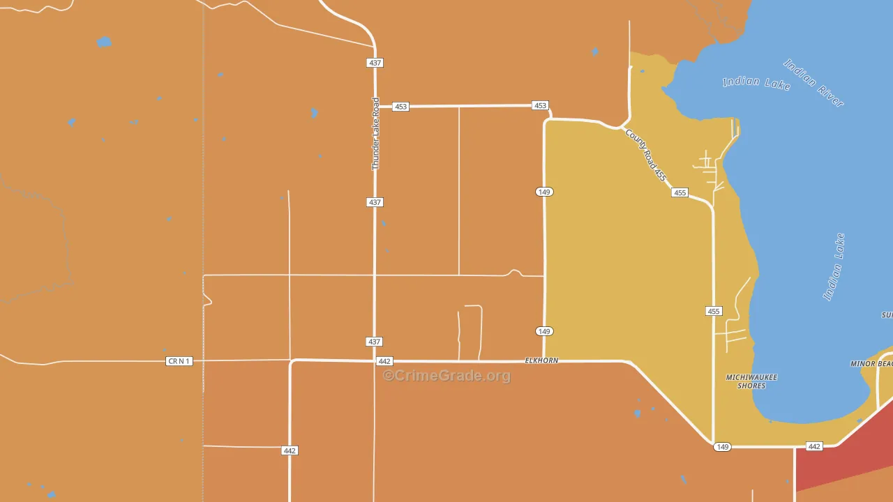 Fayette, MI Map of Theft Rates