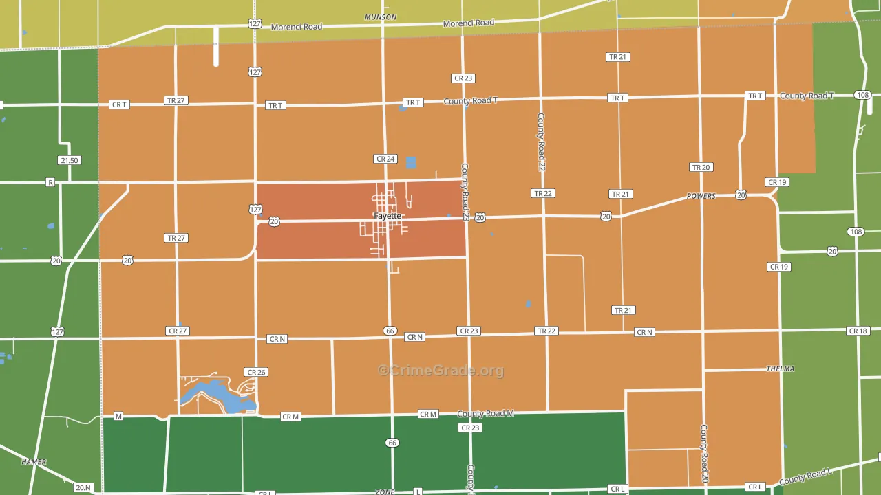Fayette, OH Map of Theft Rates