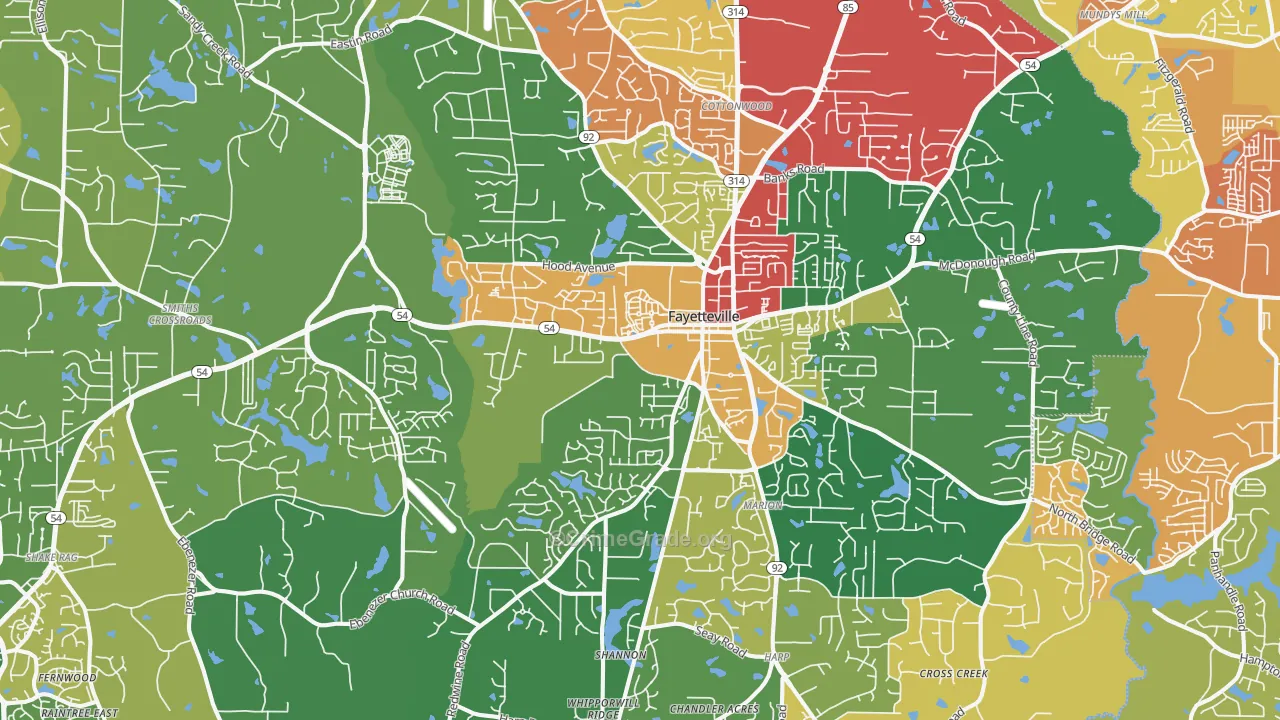 Fayetteville, GA Map of Theft Rates