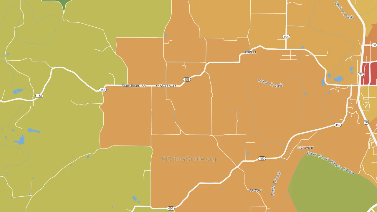 Fayetteville, IN Map of Theft Rates