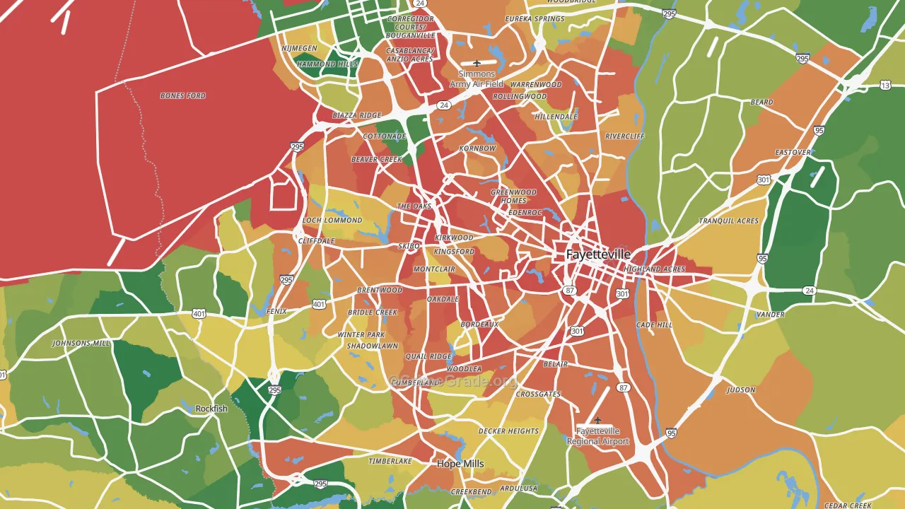 Fayetteville, NC Map of Theft Rates