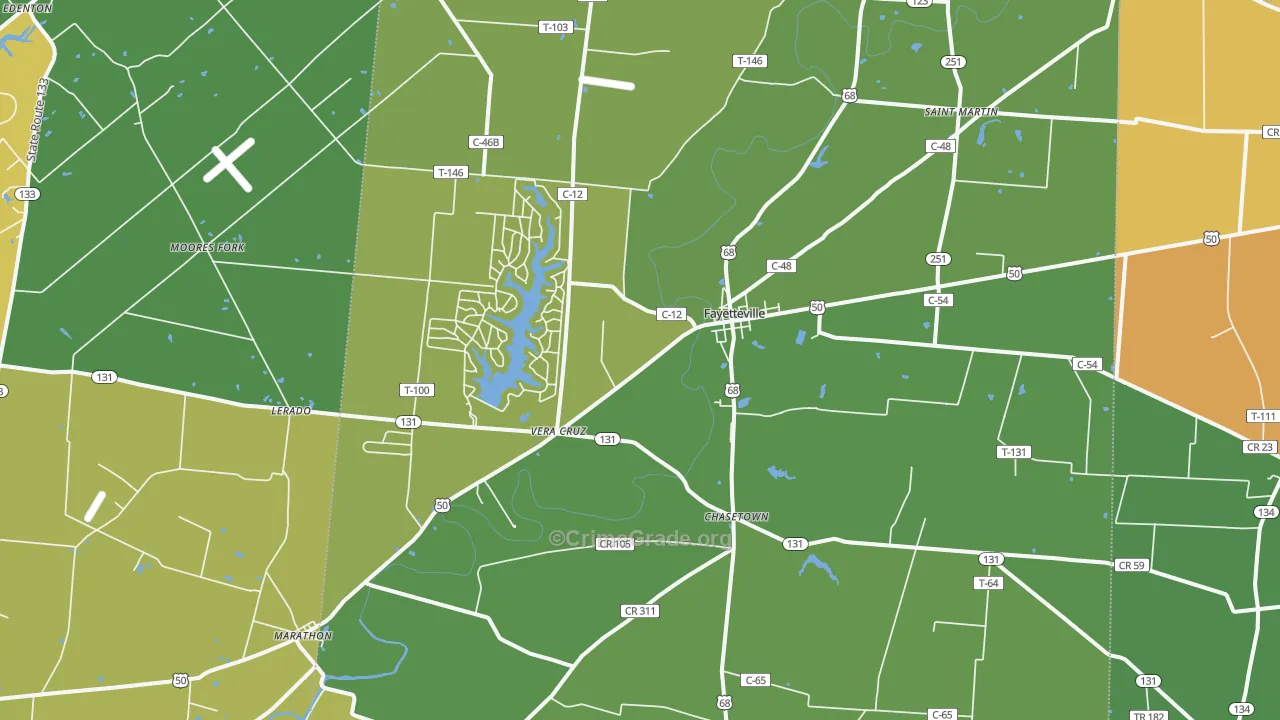 Fayetteville, OH Map of Theft Rates
