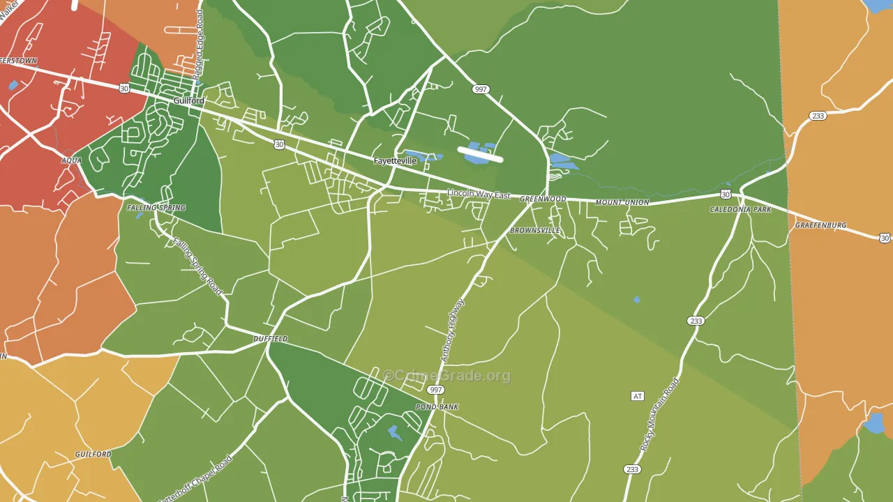 Fayetteville, PA Map of Theft Rates