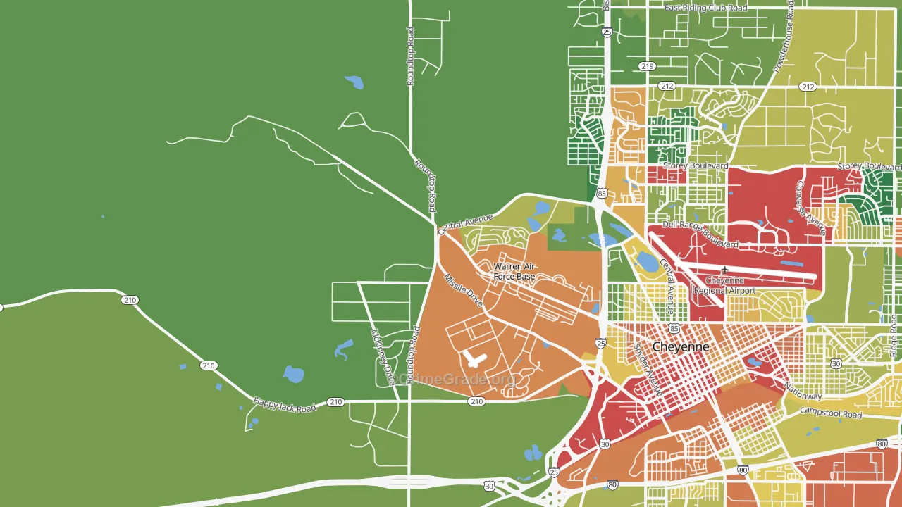Fe Warren Afb, WY Map of Theft Rates