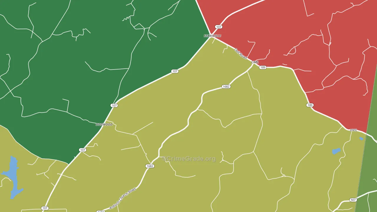 Fearsville, KY Map of Theft Rates