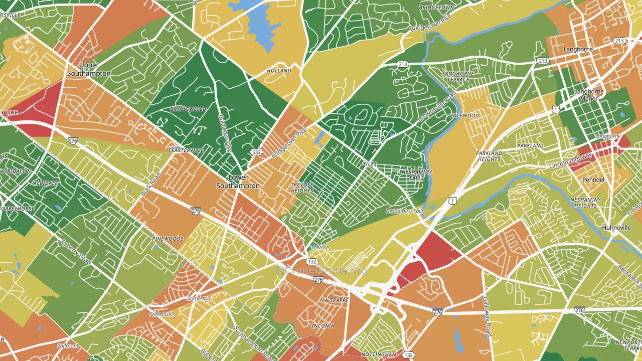 Feasterville-Trevose, PA Map of Theft Rates