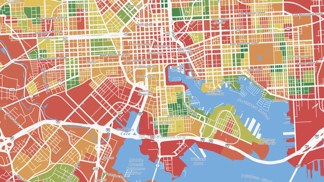 Federal Hill-Montgomery, Baltimore, MD Map of Theft Rates