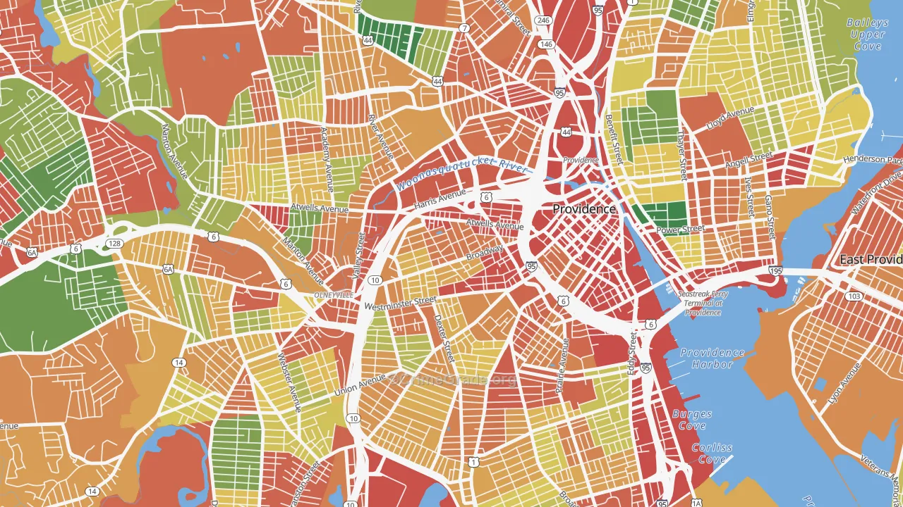 Federal Hill, Providence, RI Map of Theft Rates