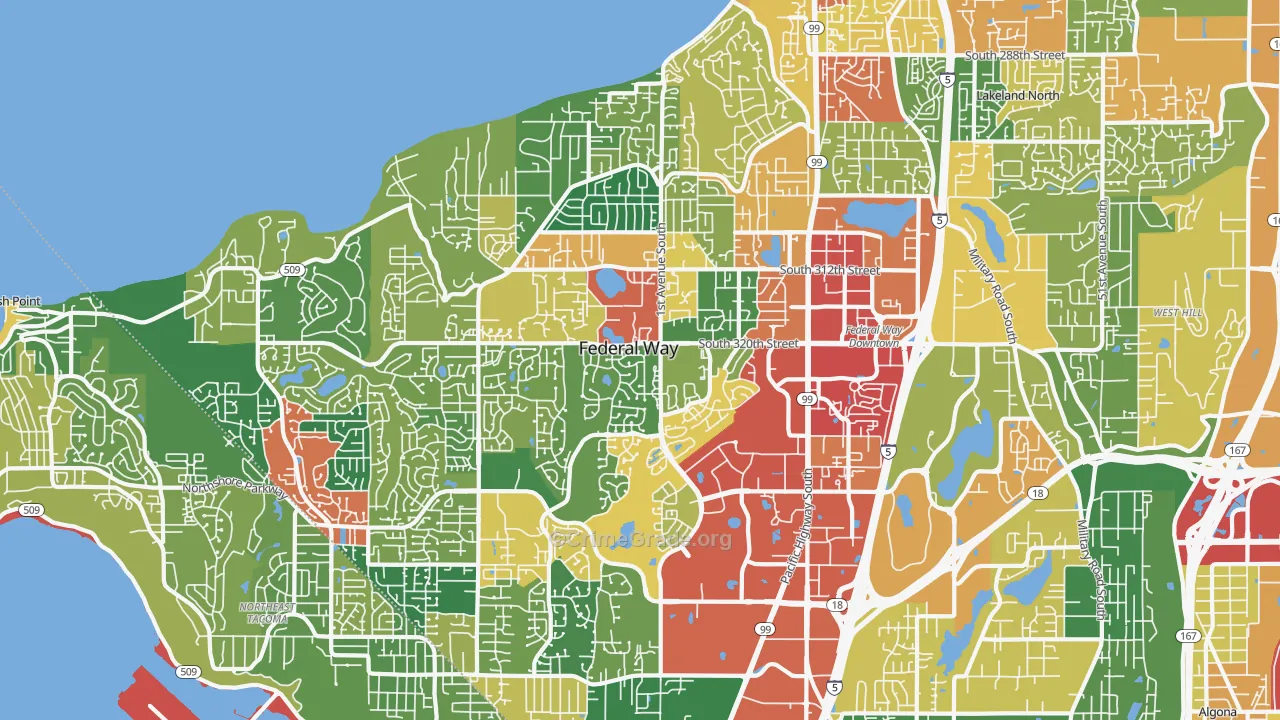 Federal Way, WA Map of Theft Rates