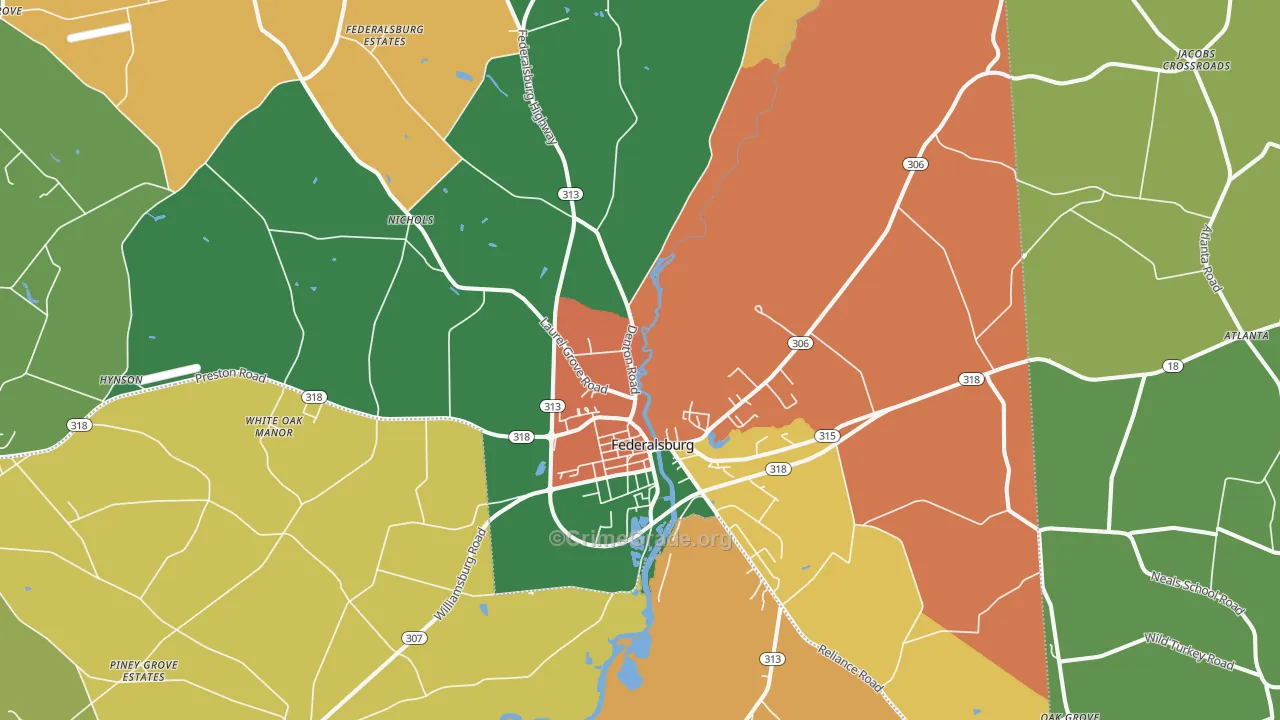 Federalsburg, MD Map of Theft Rates