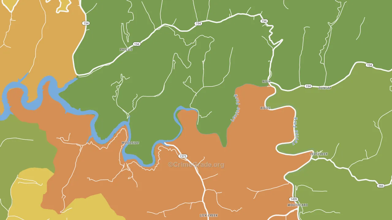 Fedscreek, KY Map of Theft Rates