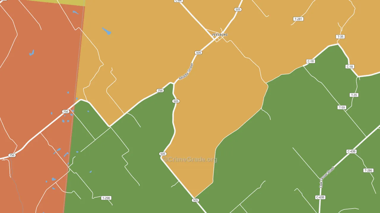 Feesburg, OH Map of Theft Rates