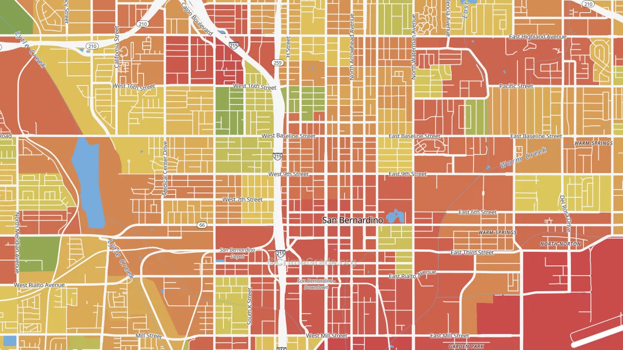 Feldheym, San Bernardino, CA Map of Theft Rates